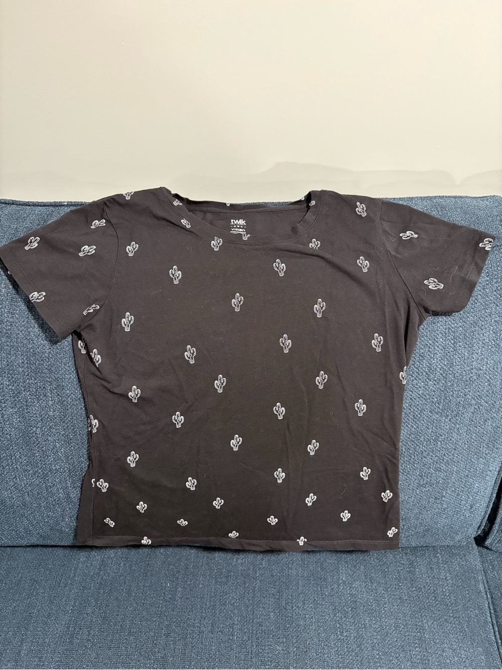 Twik Black Organic Cotton Stretch Jersey Cactus Print Tee